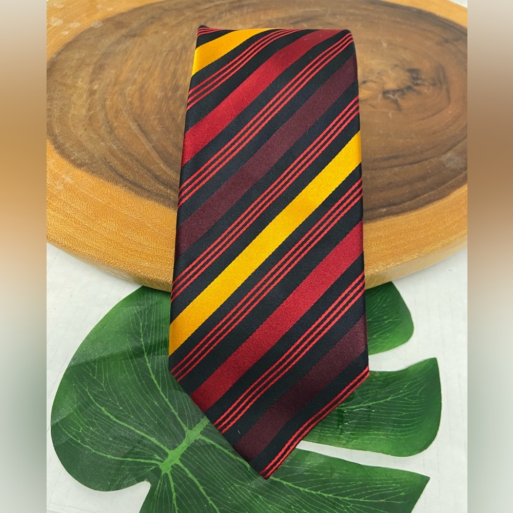 BCBG Attitude Red Striped 100% Imported Silk Handmade Tie